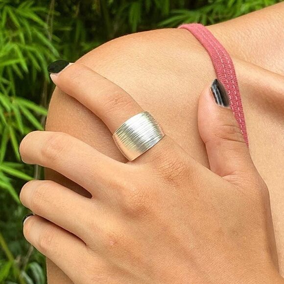 Handmade Textured Sterling Silver Wrap Ring - Picture 2 of 4